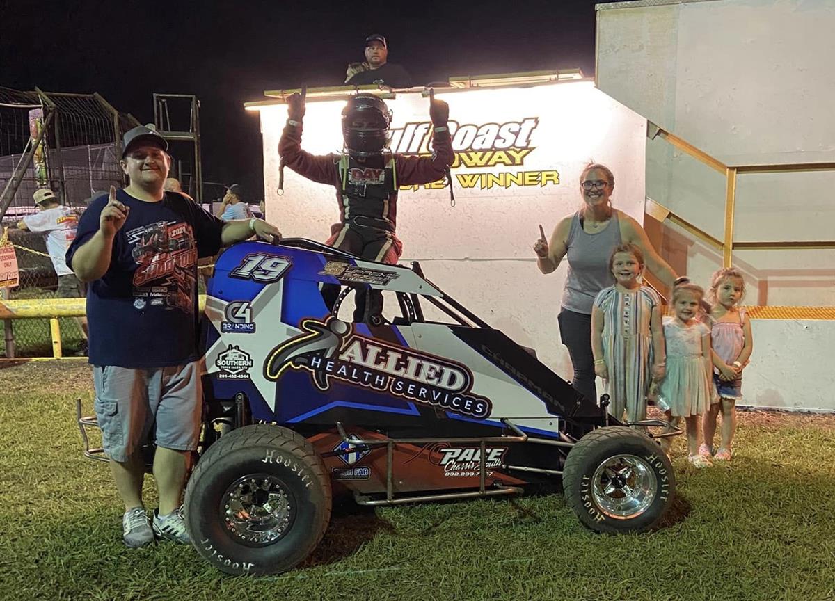 Elkins, Chapman, Caldwell, and Weekly Earn NOW600 Weekly Racing Wins at Gulf Coast Speedway!