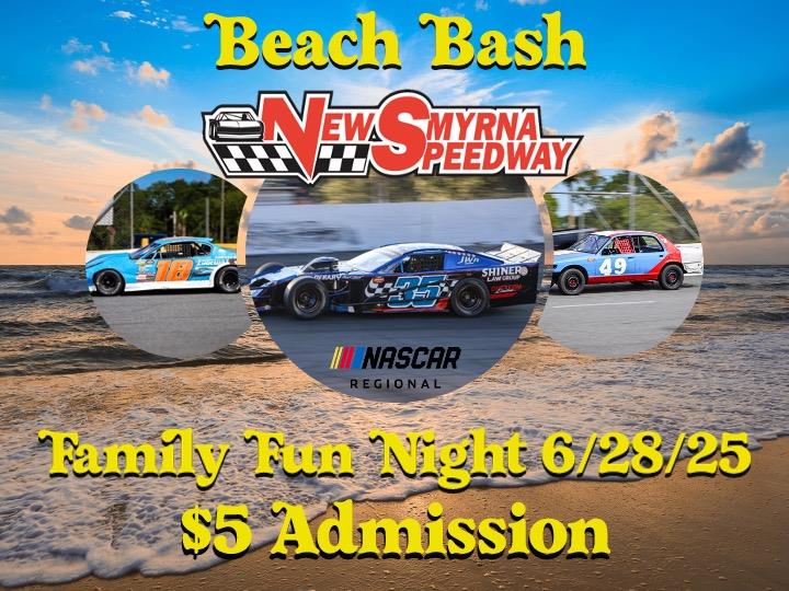 $5 Family Fun Night: Beach Bash Edition This Saturday Night! (6/28/2025).