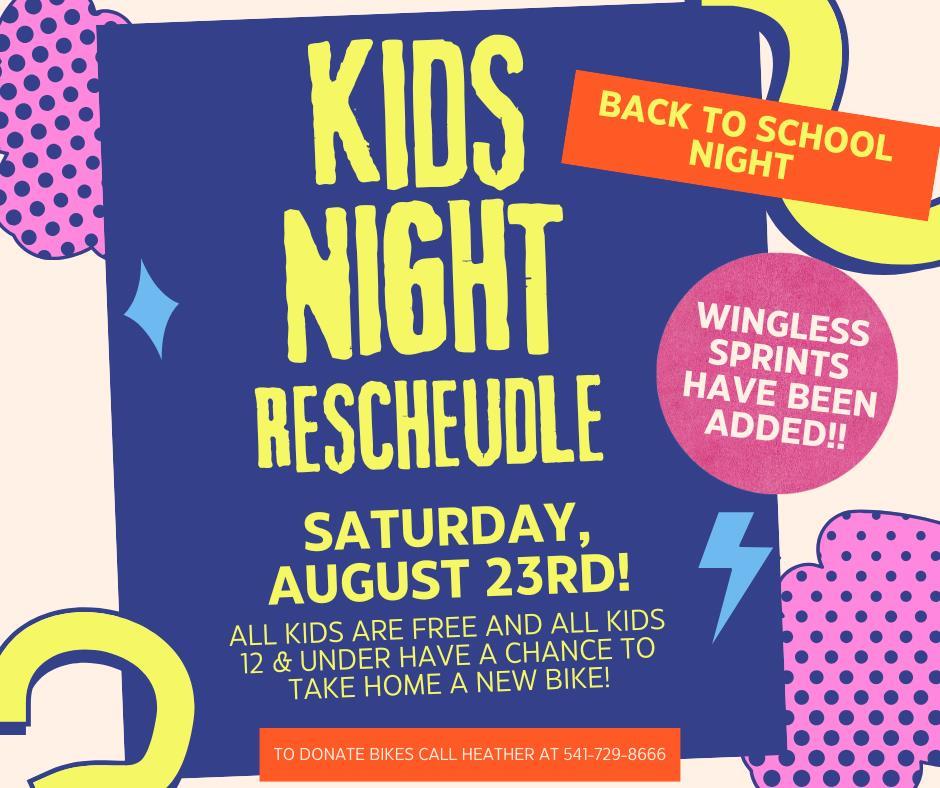 KIDS NIGHT & WINGLESS SPRINTS HAVE BEEN RESCHEDULED!