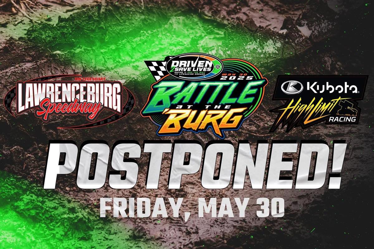 Racing for May 30th is POSTPONED