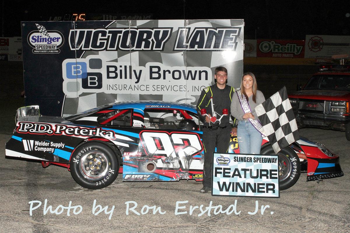 RJ Braun Tops Destefano for first Super Late Model Feature Win at Slinger