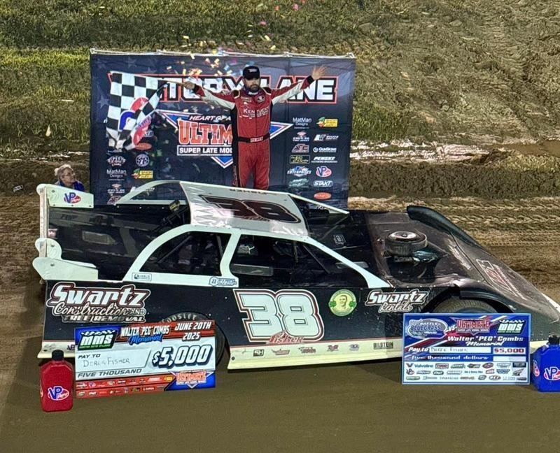 Derek Fisher bagged the Walter “Peg” Combs Memorial at Mountain Motor Speedway on Friday, June 20.