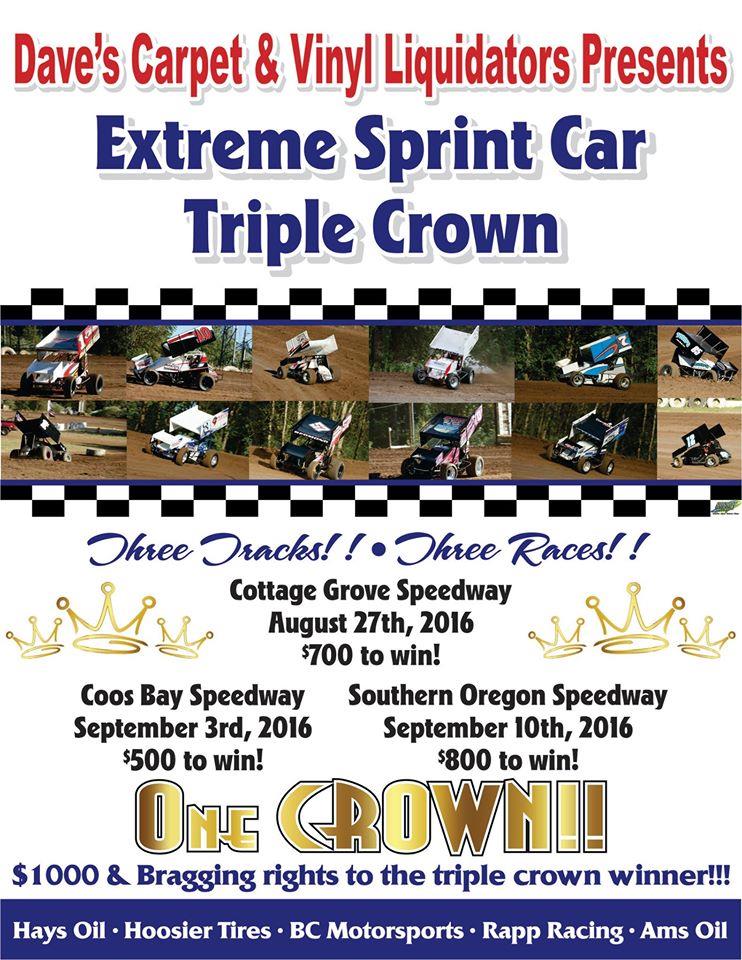 Extreme Sprint Car Triple Crown Coming To Oregon; Three Race Mini-Series Sponsored By Dave’s Carpet &amp; Vinyl Liquidators
