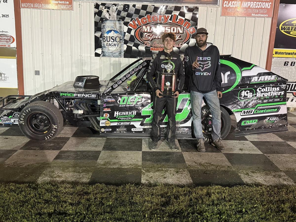 Checkered flag in night one of Madtown Showdown at Madison Speedway