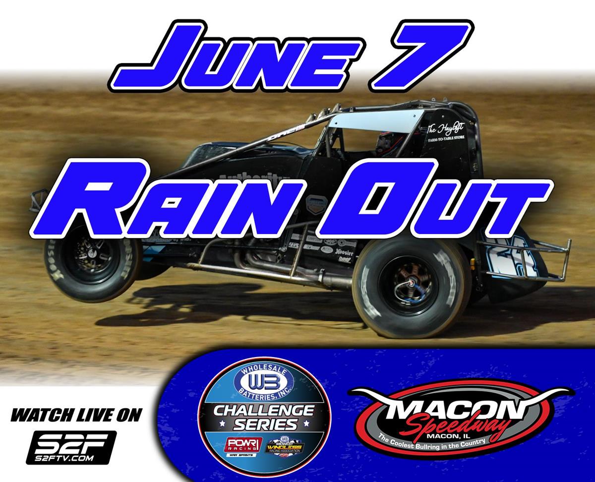 POWRi WAR Sprints at Macon Speedway Canceled Due to Soaking Conditions