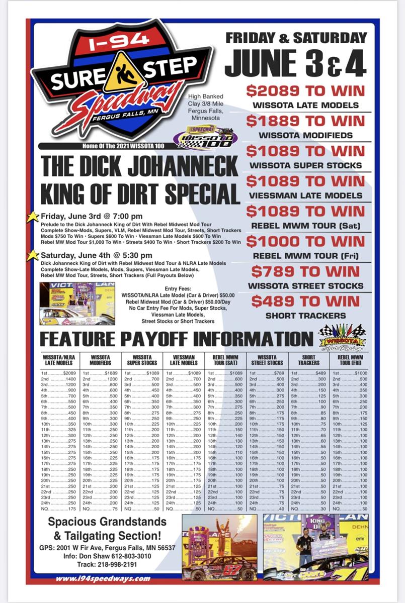 Join us this Friday and Saturday for our Dick Johanneck King of Dirt Double Header