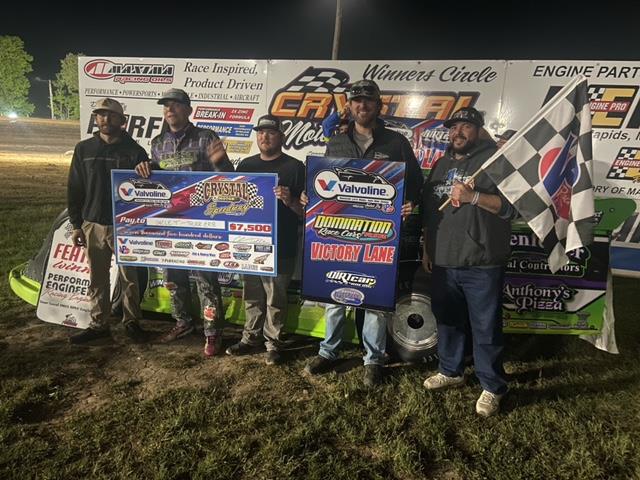 Tyler Erb claimed victory with the Valvoline American Late Model Iron-Man Series at Crystal Motor Speedway on Sunday, May 25.