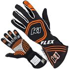 K1 Flex SFI/FIA Nomex Driver Gloves, Black/Orange