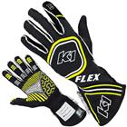 K1 Flex SFI/FIA Nomex Driver Gloves, Black/Fluo Yellow