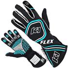 K1 Flex SFI/FIA Nomex Driver Gloves, Black/Fluo Blue