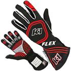 K1 Flex SFI/FIA Nomex Driver Gloves, Black/Red