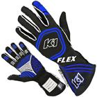 K1 Flex Youth SFI/FIA Nomex Driver Gloves, Black/Blue