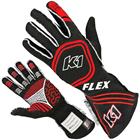 K1 Flex Youth SFI/FIA Nomex Driver Gloves, Black/Red