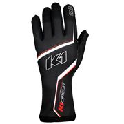 K1 Circuit Adult Karting Gloves, Black/White