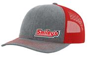 Smiley's Adjustable Trucker Hat, Grey/Red