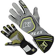 K1 Flex SFI/FIA Nomex Driver Gloves, Yellow/Grey