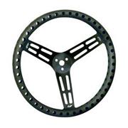 Longacre 15" Black Steering Wheel, Drilled/Dished
