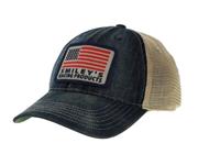 Smiley's American Flag Snapback Hat, Denim/Khaki