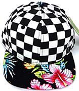 Flowered Checkered Hat