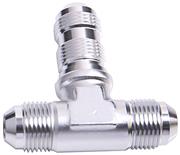SRP Bulkhead Flare Tee Fitting, Chrome Look