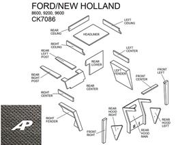 Ford/New Holland Lower Cab Kit with Headliner and Post - Black