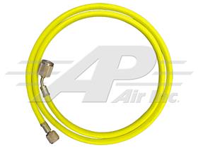 72" Yellow R12 Charging Hose, 1/4" x 1/4" with Automatic Shut Off