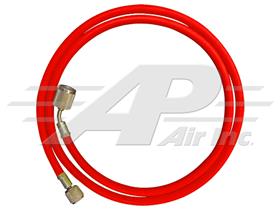 72" Red R12 Charging Hose, 1/4" x 1/4" with Automatic Shut Off