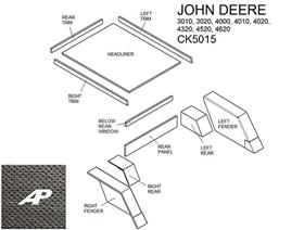 John Deere Year A Round QT1 Cab Kit with Headliner - Black