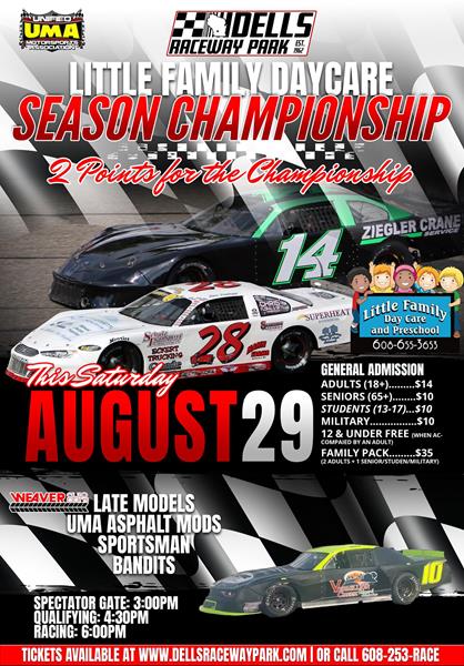 Season Championship Night at Dells Raceway Park Aug 29th