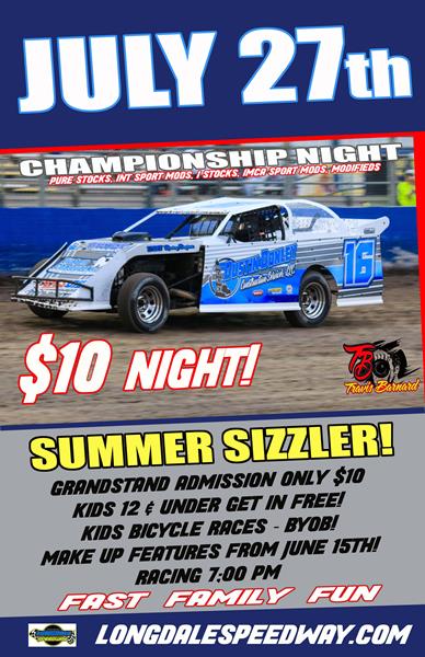 SUMMER SIZZLER $10 admission night July 27th!