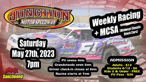 Weekly Racing w/ MCSA May 27th!