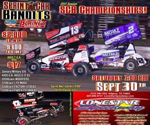 IT'S RACE WEEK at LONESTAR SPEEDWAY: SPRINT CAR BANDITS CHAMPIONSHIP FINALE - THIS SAT. SEPT. 30, 7PM!