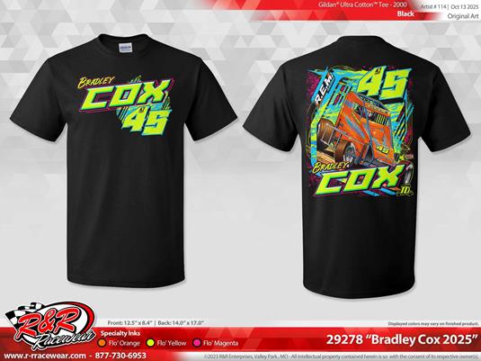 BRADLEY COX RACING SWAG AVAILABLE NOW!