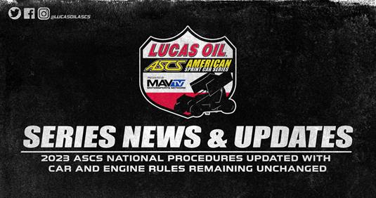 2023 ASCS National Procedures Updated With Car And Engine Rules Remaining Unchanged