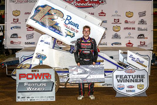Fast times at Lucas Oil Speedway as Garet Williamson sets track record, wins POWRi 410 Sprint feature