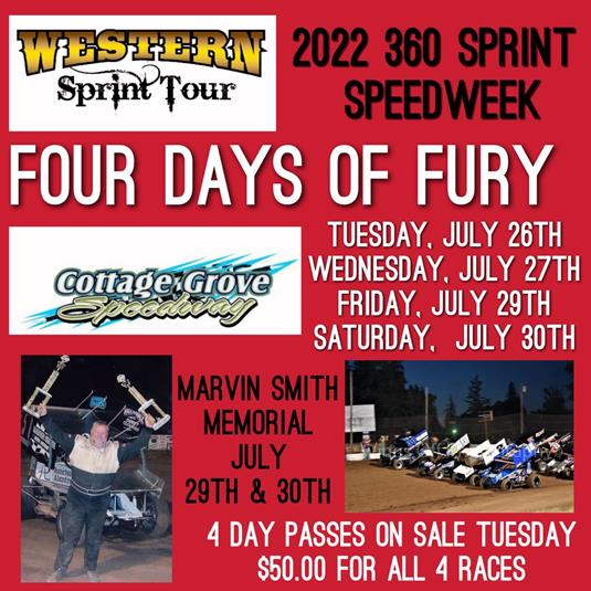 THE BIGGEST 4 NIGHTS OF RACING AT COTTAGE GROVE SPEEDWAY IS ALMOST HERE!!