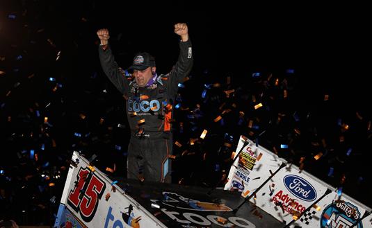 VICTORIOUS ONCE AGAIN: DONNY SCHATZ WINS WITH FORD AT LAKESIDE SPEEDWAY, CUTS INTO POINTS LEAD
