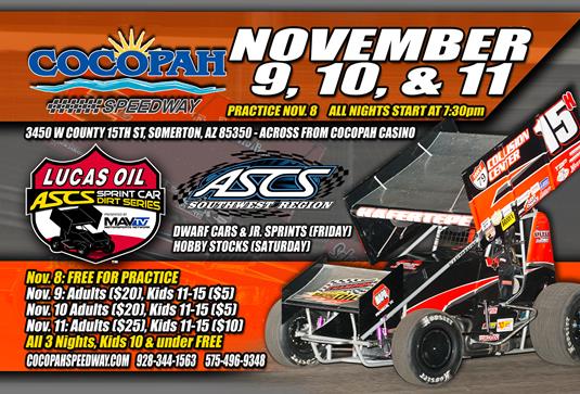 Ticket Info, Format, and Purse For Cocopah Speedway on November 9-11