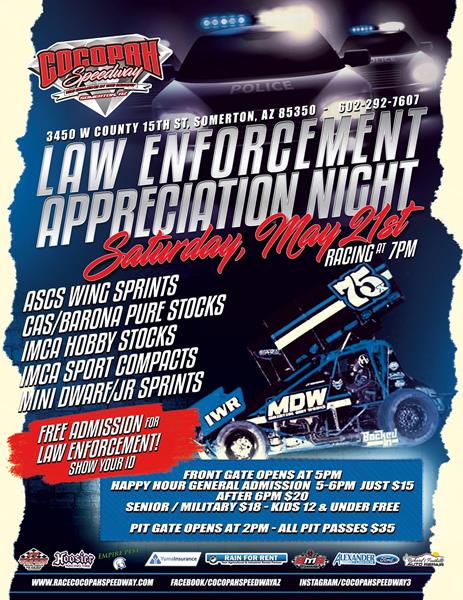 Come celebrate Law Enforcement Appreciation Night at the races this Saturday night