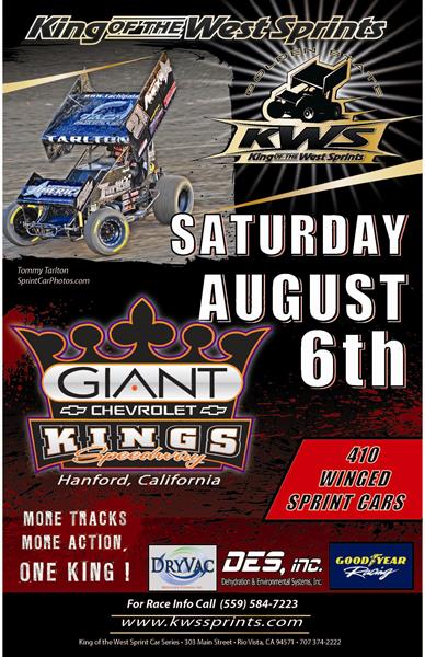 Winged 410 Sprint Cars return to Hanford August 6