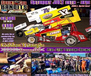 FIRST-EVER SPRINT CAR BANDITS EVENT at GOLDEN TRIANGLE RACEWAY PARK 7/29!