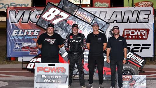 Aaron Reutzel Repeats Victory with POWRi 410 Outlaw Sprints at Texas Motor Speedway Dirt Track