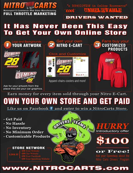 Online Merchandise offered to Drivers and Tracks
