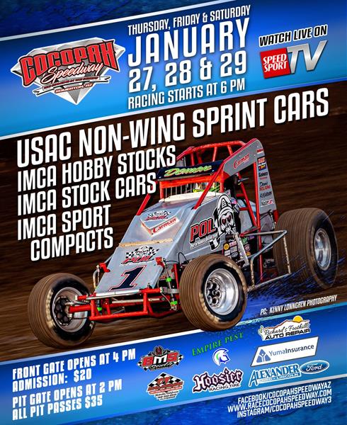 USAC/CRA SPRINT CARS OPEN 2022 SEASON WITH TRIPLEHEADER AT COCOPAH SPEEDWAY