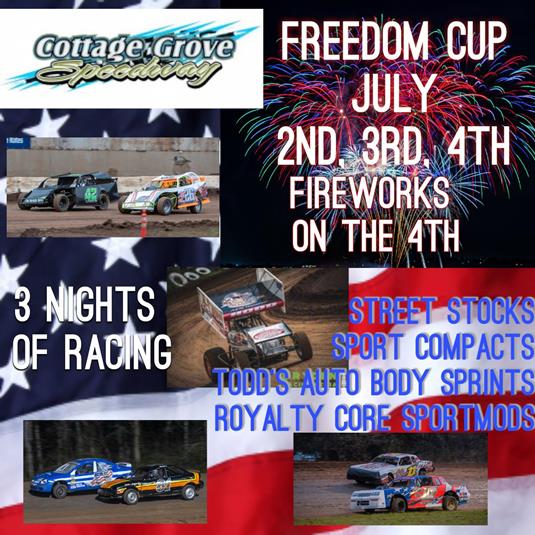 3 NIGHTS OF RACING & A HUGE FIREWORKS SHOW FOR 4TH OF JULY WEEKEND!!
