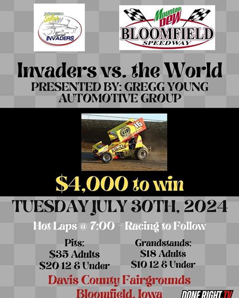 Sprint Invaders Take on All Comers Tuesday in Bloomfield!