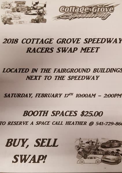 COTTAGE GROVE SPEEDWAY SWAP MEET FEBRUARY 17TH!