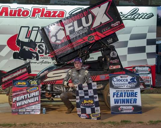 CAMPBELL CLAIMS VICTORY IN THRILLING 30-LAP FEATURE AT LINCOLN SPEEDWAY; Wilbur Dominates Season Opener for Wingless Super Sportsman