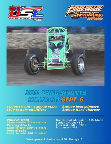 USL non-wing sprints set for Caney on Saturday