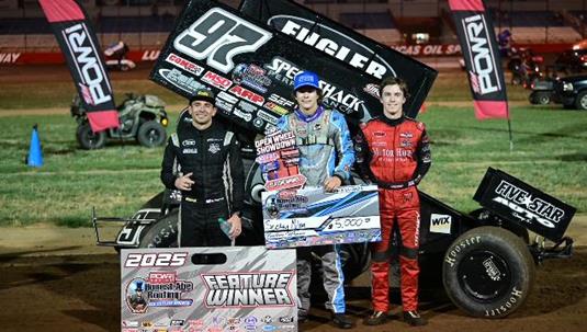 Scotty Milan Hard-Charges to First Win with POWRi 410 Outlaw Sprints at Lucas Oil Speedway